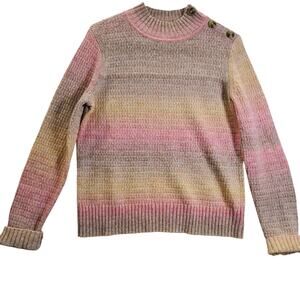 Talbots Mock Neck Sweater Ombre Color Block Size Small Classic Minimalist Y2K